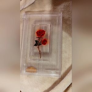 Rare vintage jewelry box Bircraft handcarved raised Rose clear art unique gift